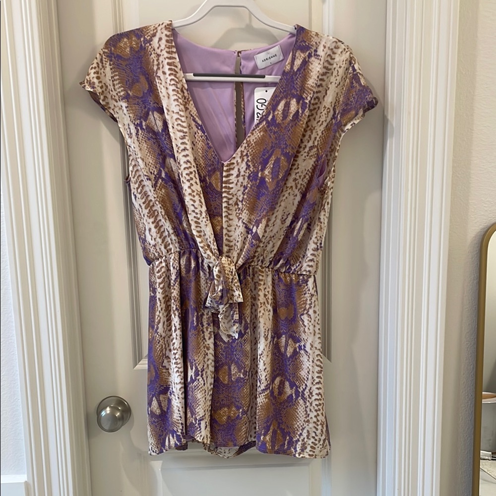 Adrienne Purple and Beige Snake Print Dress